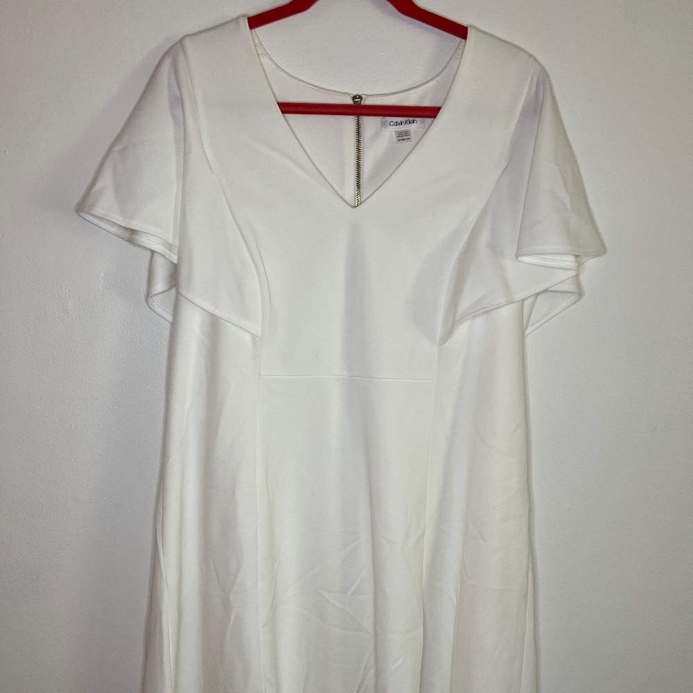 White Dress with Ruffle Sleeves